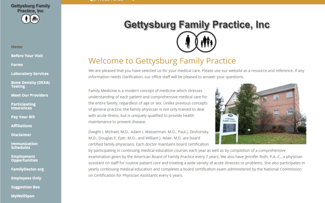 Flash Avenue rebuilds Gettysburg Family Practice website to be mobile-friendly