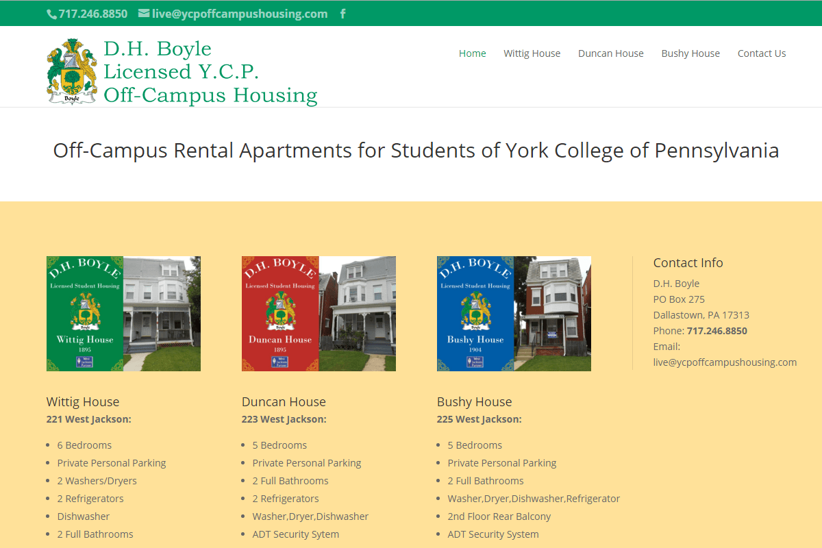 D.H. Boyle Licensed Y.C.P. Off-Campus Housing