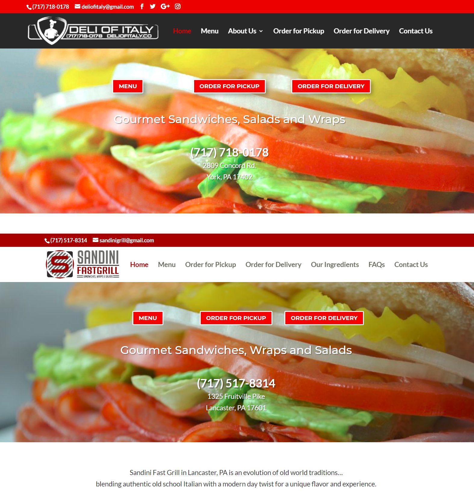 Flash Avenue rebuilds Deli of Italy (of York) and builds replica site for Sandini Fast Grill (sister deli in Lancaster)