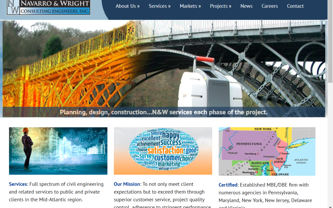 Flash Avenue repairs broken website navigation and links for Navarro & Wright